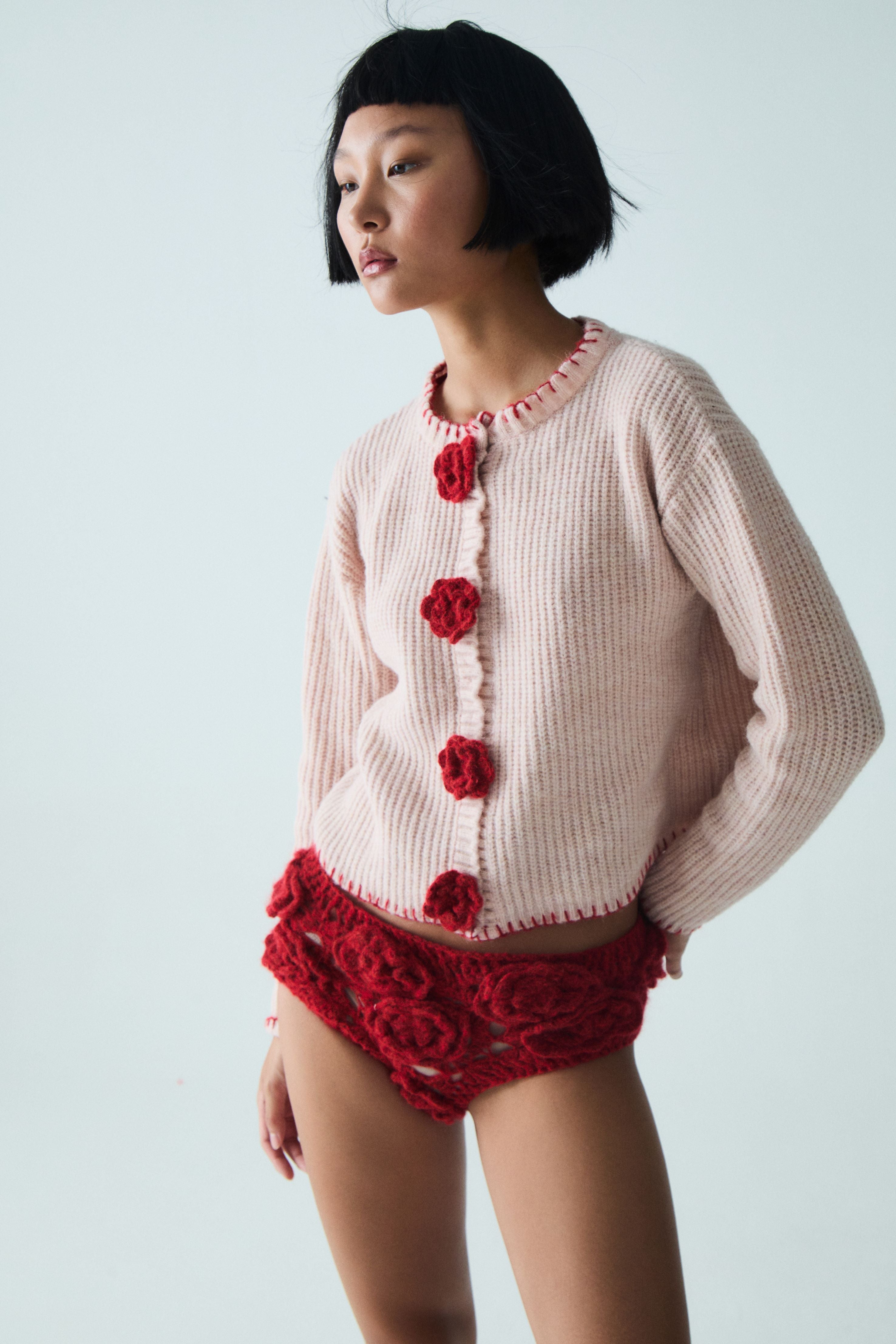 Mei Alpaca Hand-Knit and Crochet Cardigan