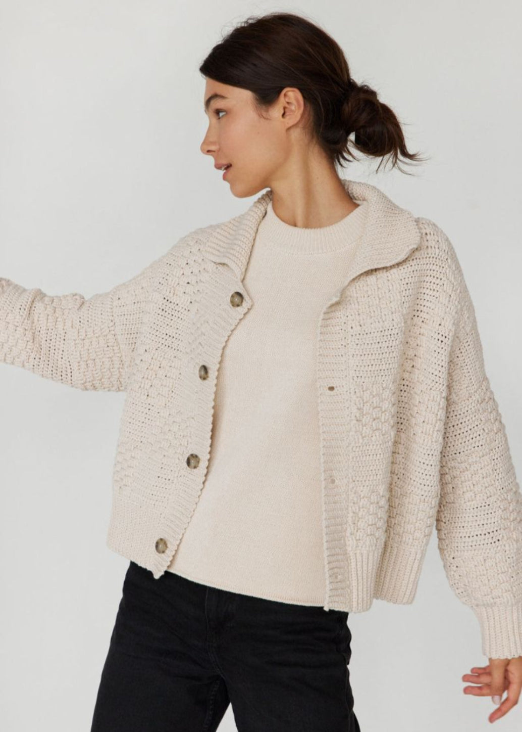 Oat Milk Hand-Knit Prietema Jacket