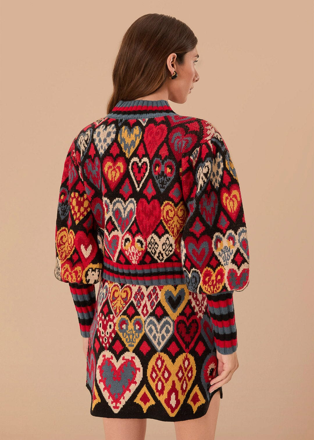 Hearts Ikat Black Knit Sweater