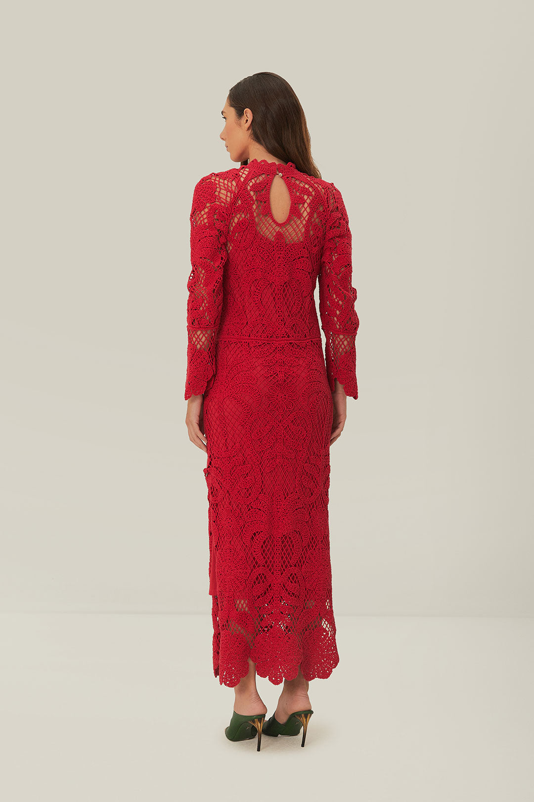 RED LACE KNIT DRESS