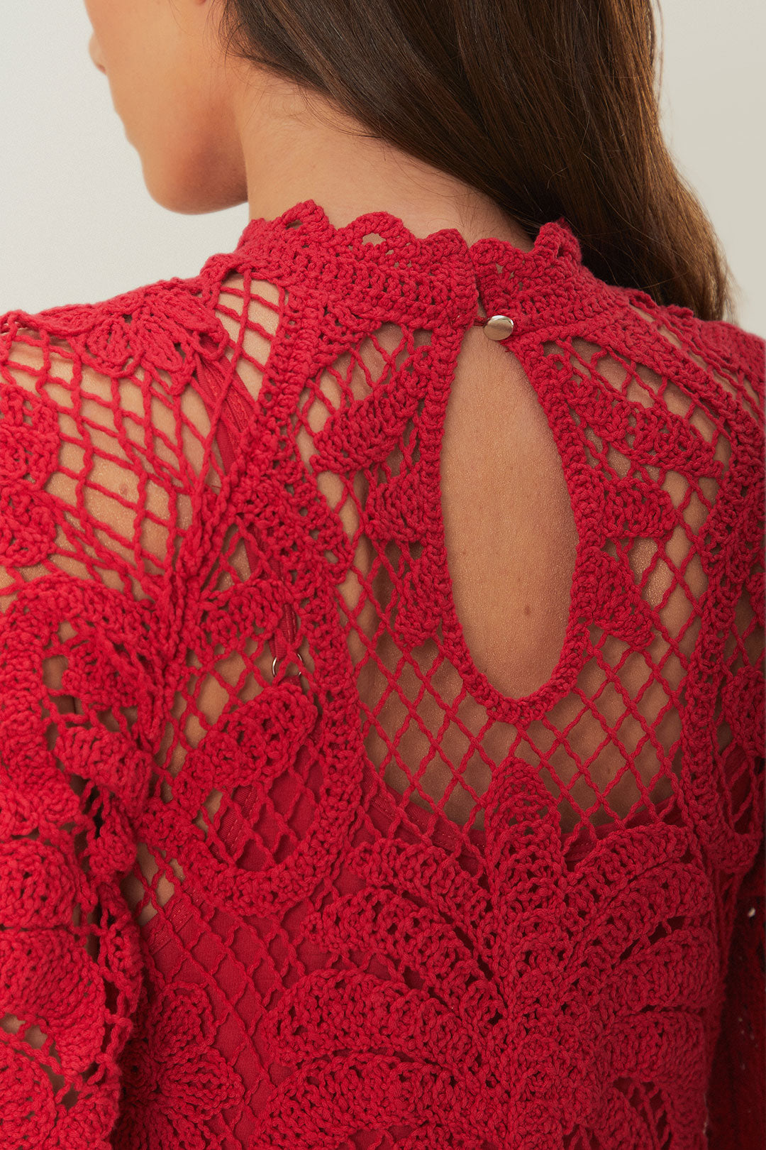 RED LACE KNIT DRESS
