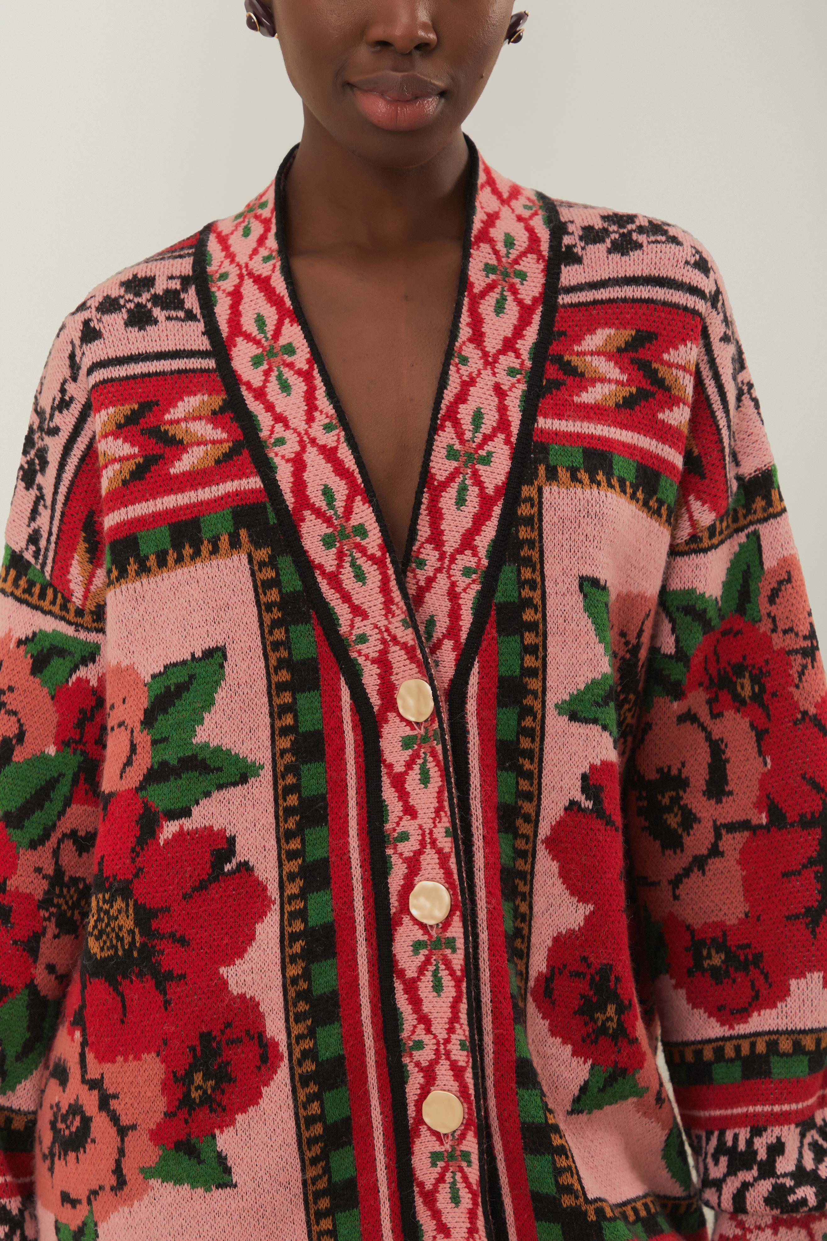 FLOWER TAPESTRY KNIT CARDIGAN