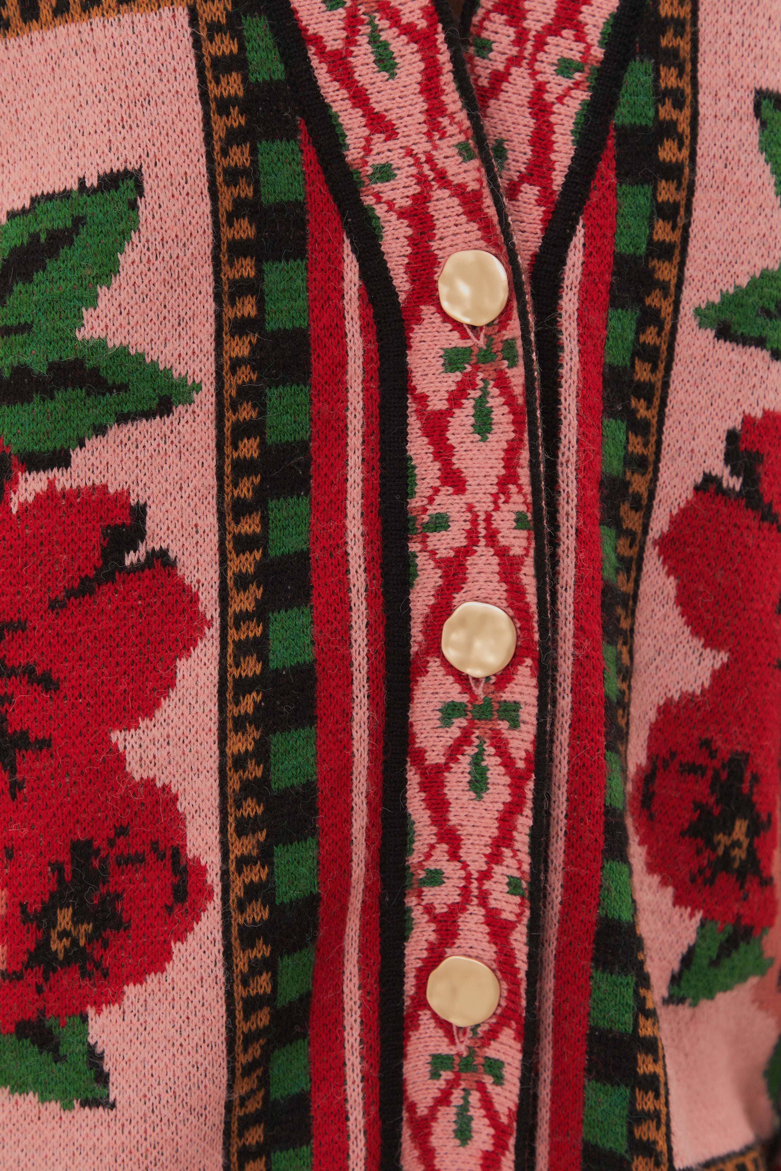 FLOWER TAPESTRY KNIT CARDIGAN