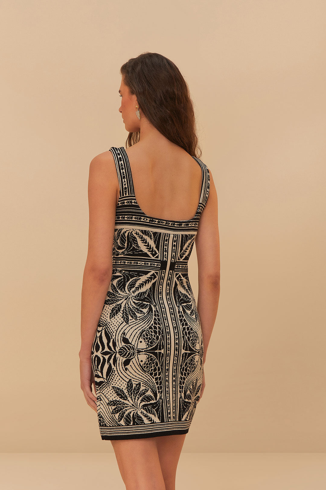 Monochrome Elegance Scarf Knit Mini Dress