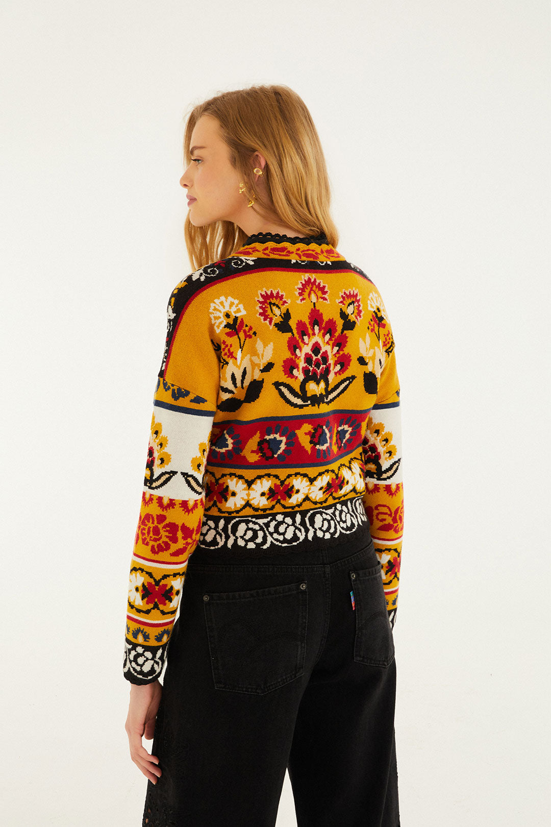 FOLK STITCHED KNIT CARDIGAN
