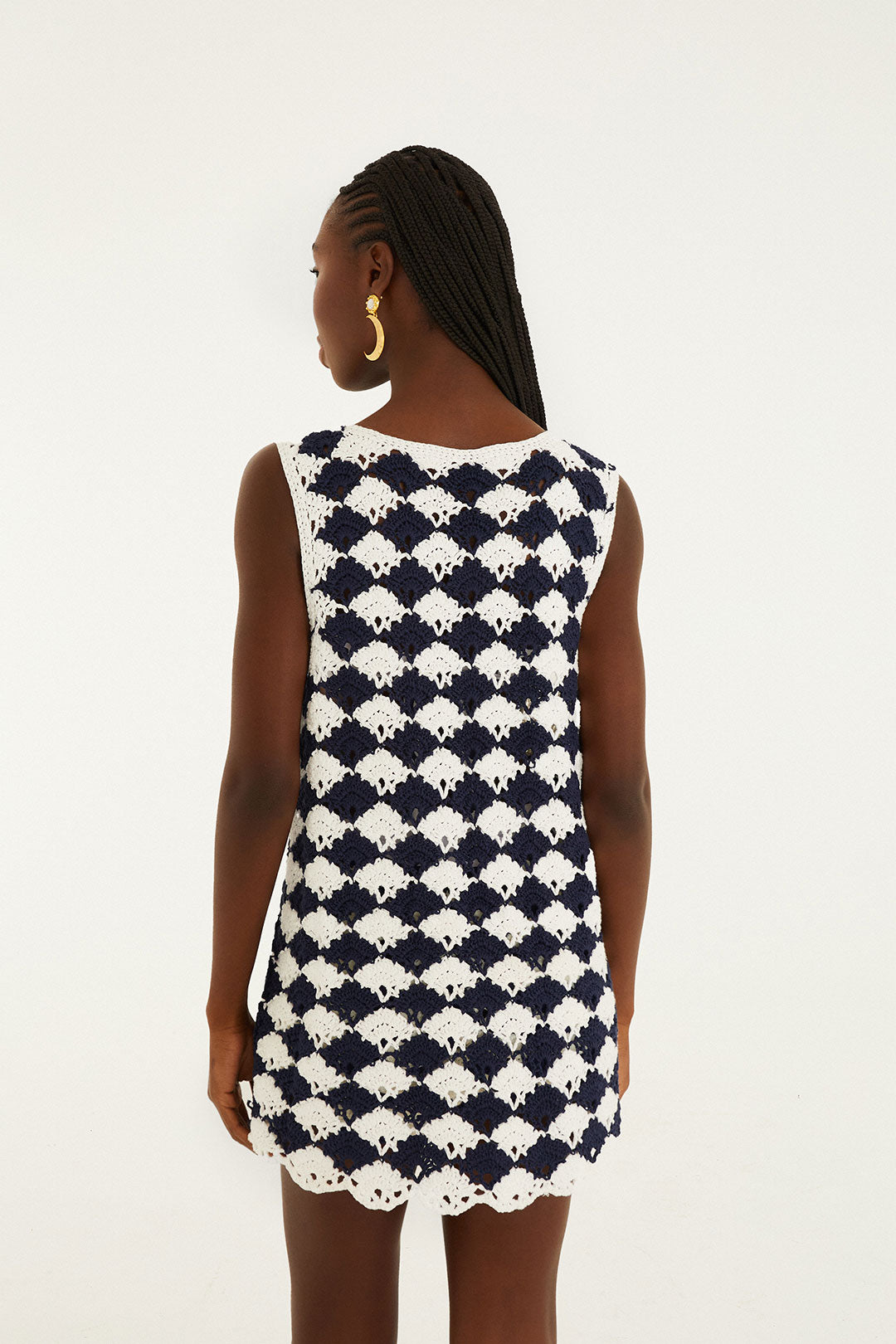 WHITE AND BLUE CROCHET SHIRT