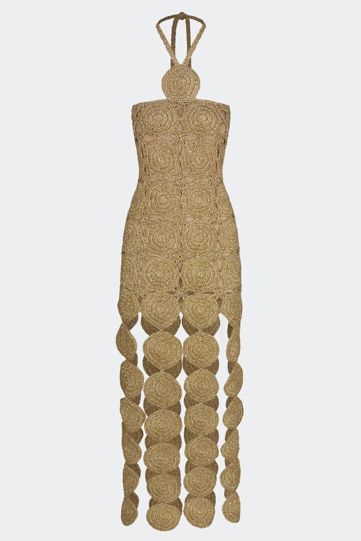 Hand-knit crochet Star Gold Lurex Beep Beep Dress