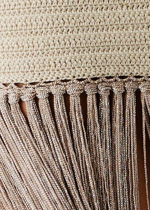 Bonbon Bronze Hand-Crocheted Fringe Maxi Dress