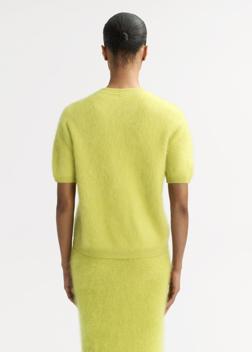Lime Short Sleeved Brushed Cashmere Sweater