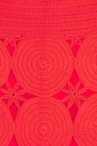 Hand-crochet Coral Red Beep Beep Mini Skirt