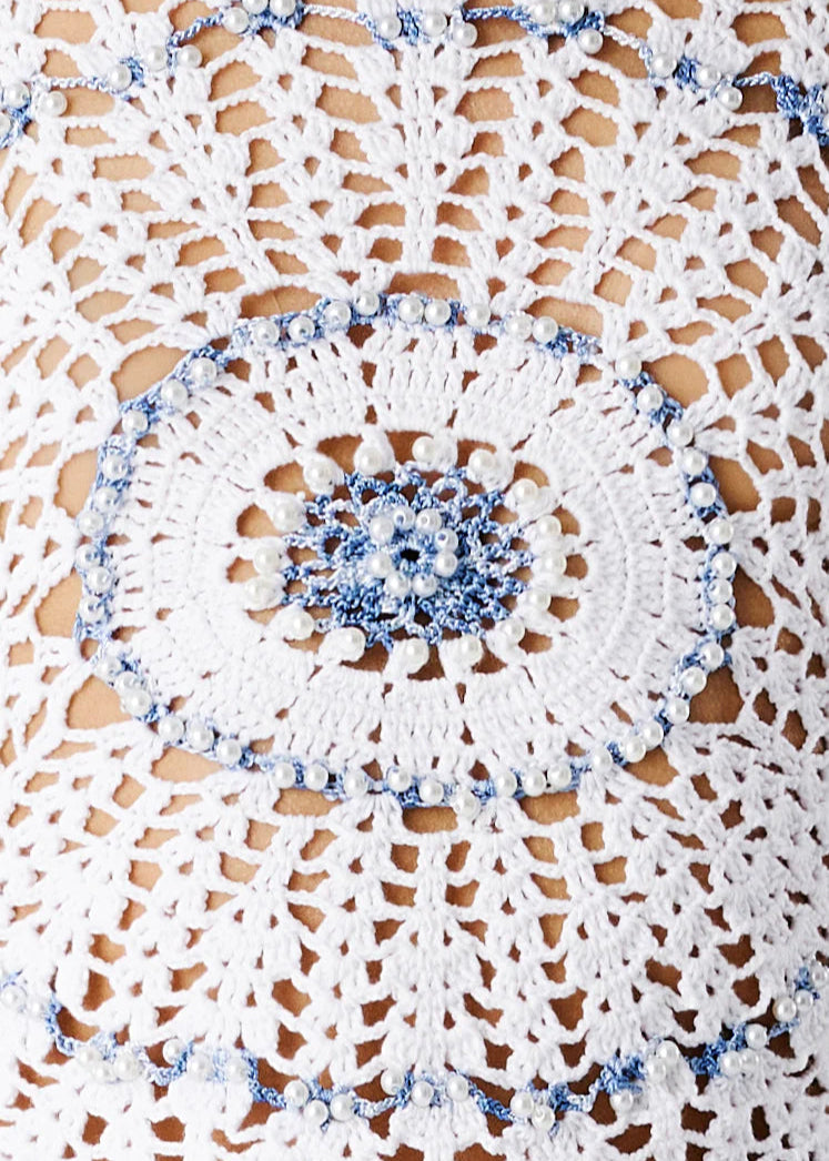 Mans Hand-Crocheted Pearl Top