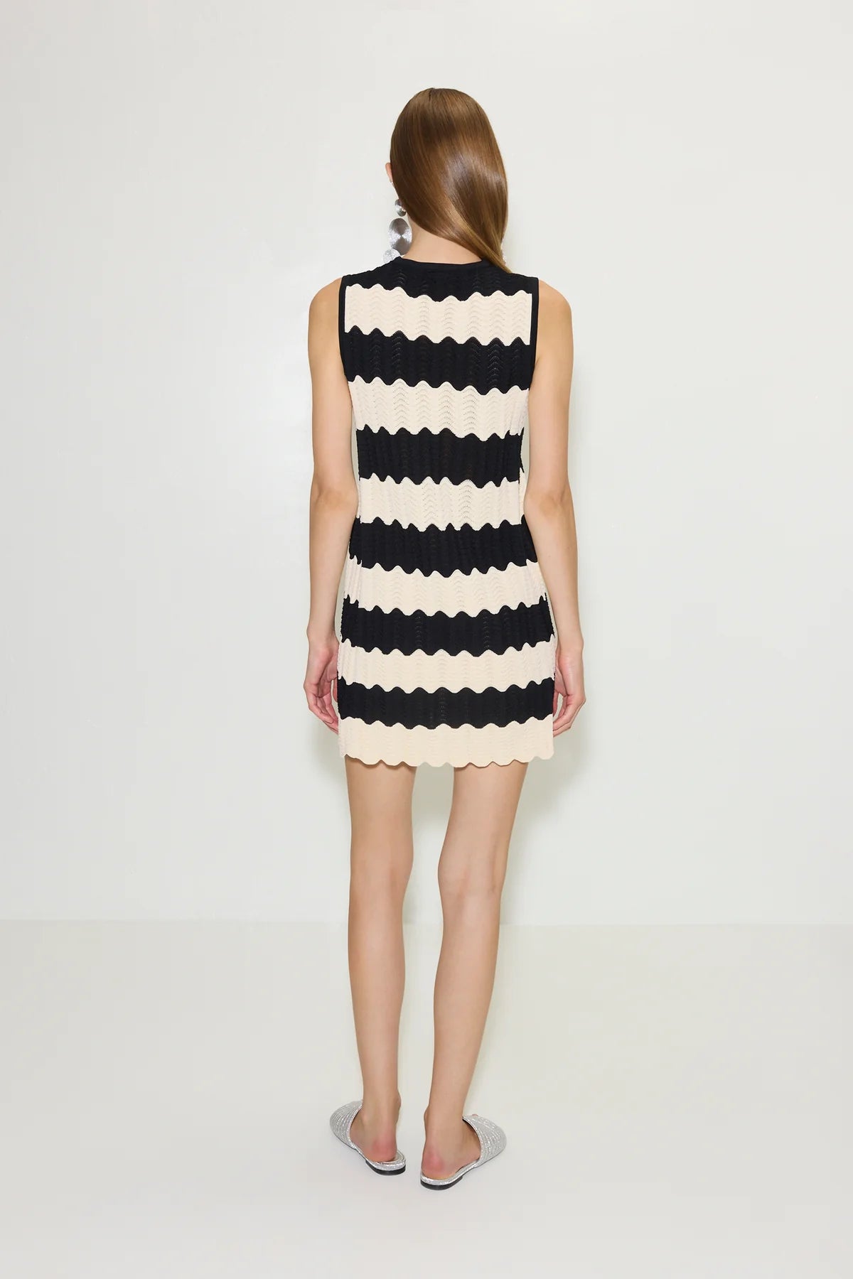 Moji Black and Ivory Knit Mini Dress