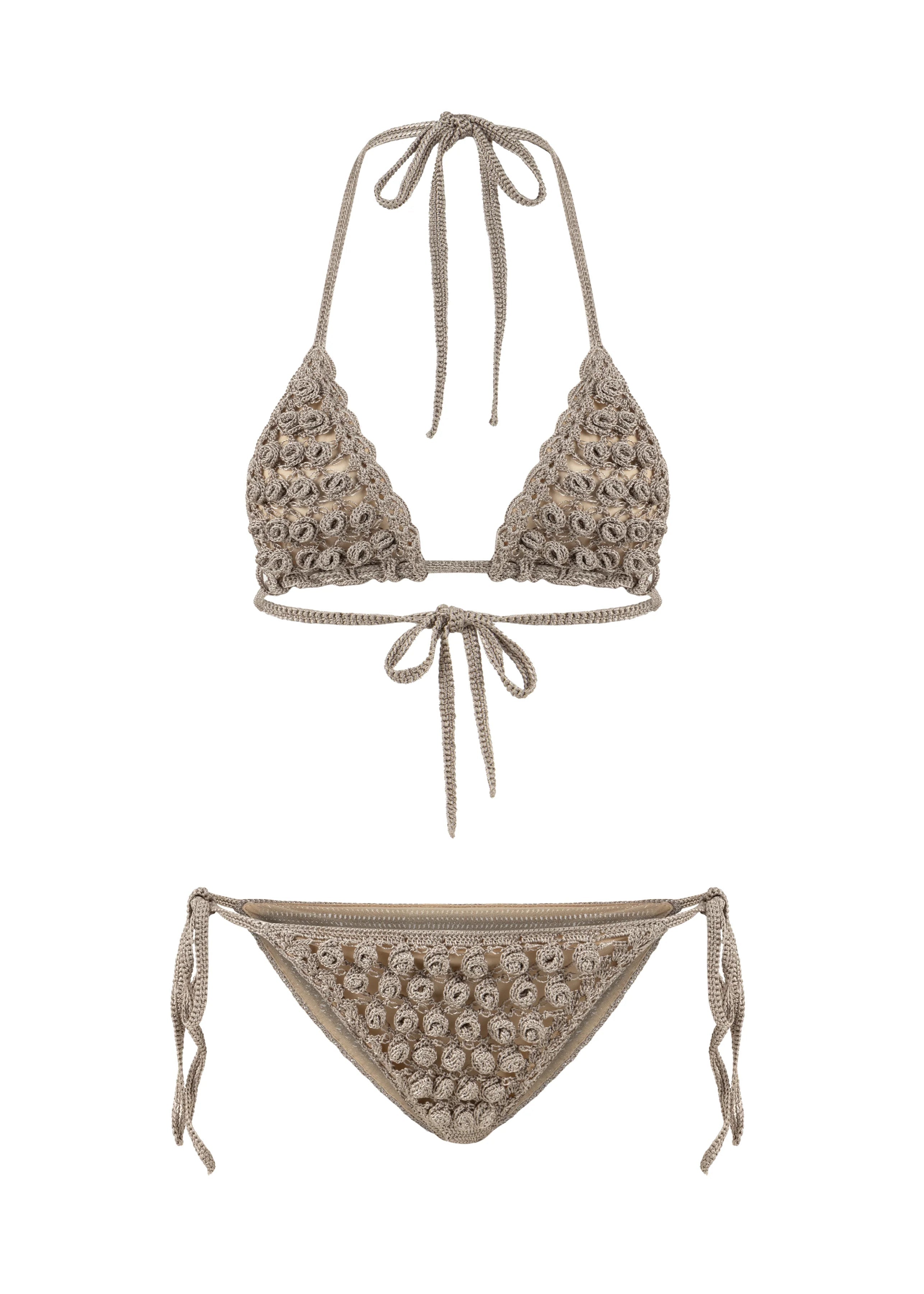 Bronze Zenna Hand-Crocheted Bikini Set