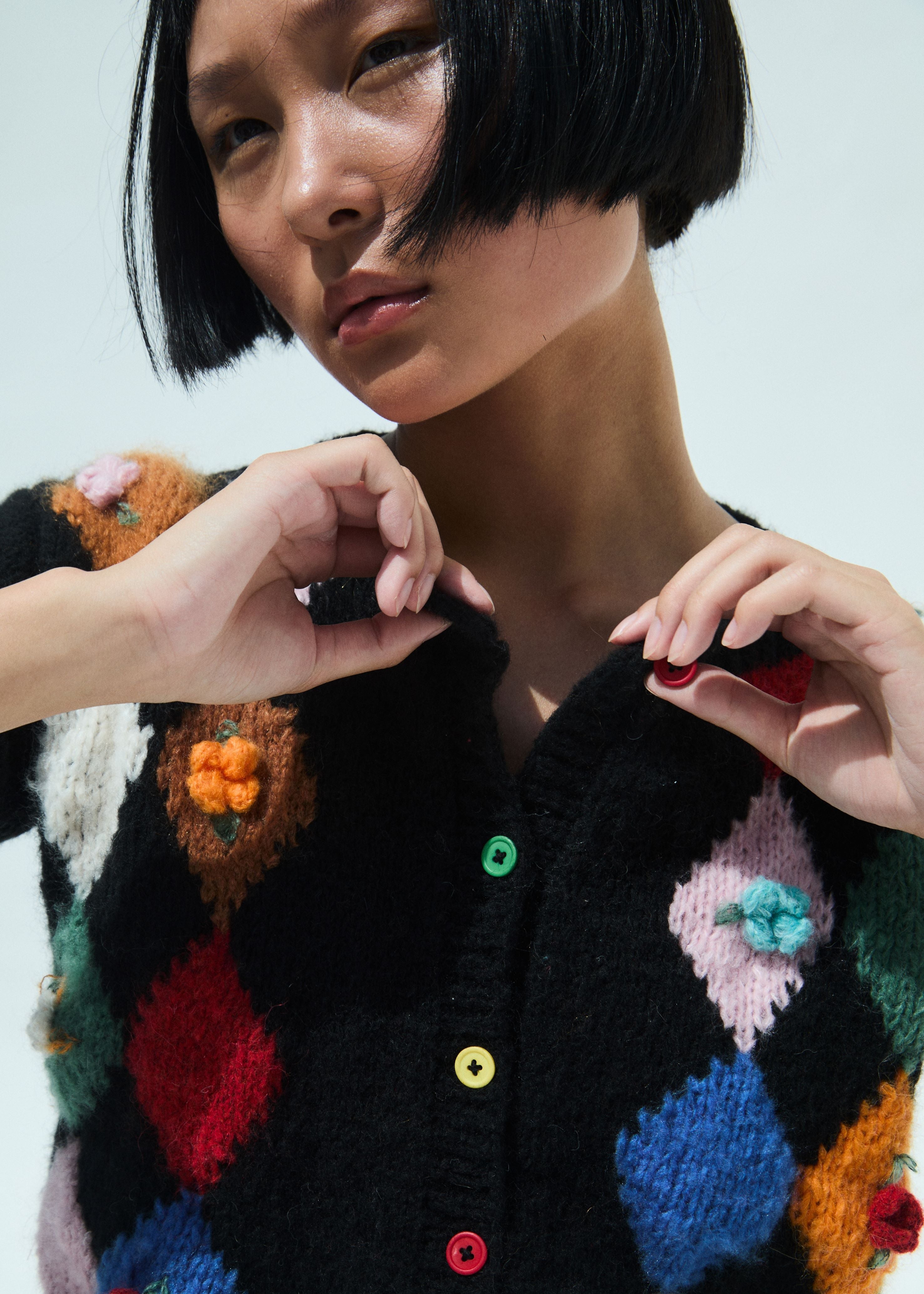 Hazel Black Hand-Embroidered Cardigan