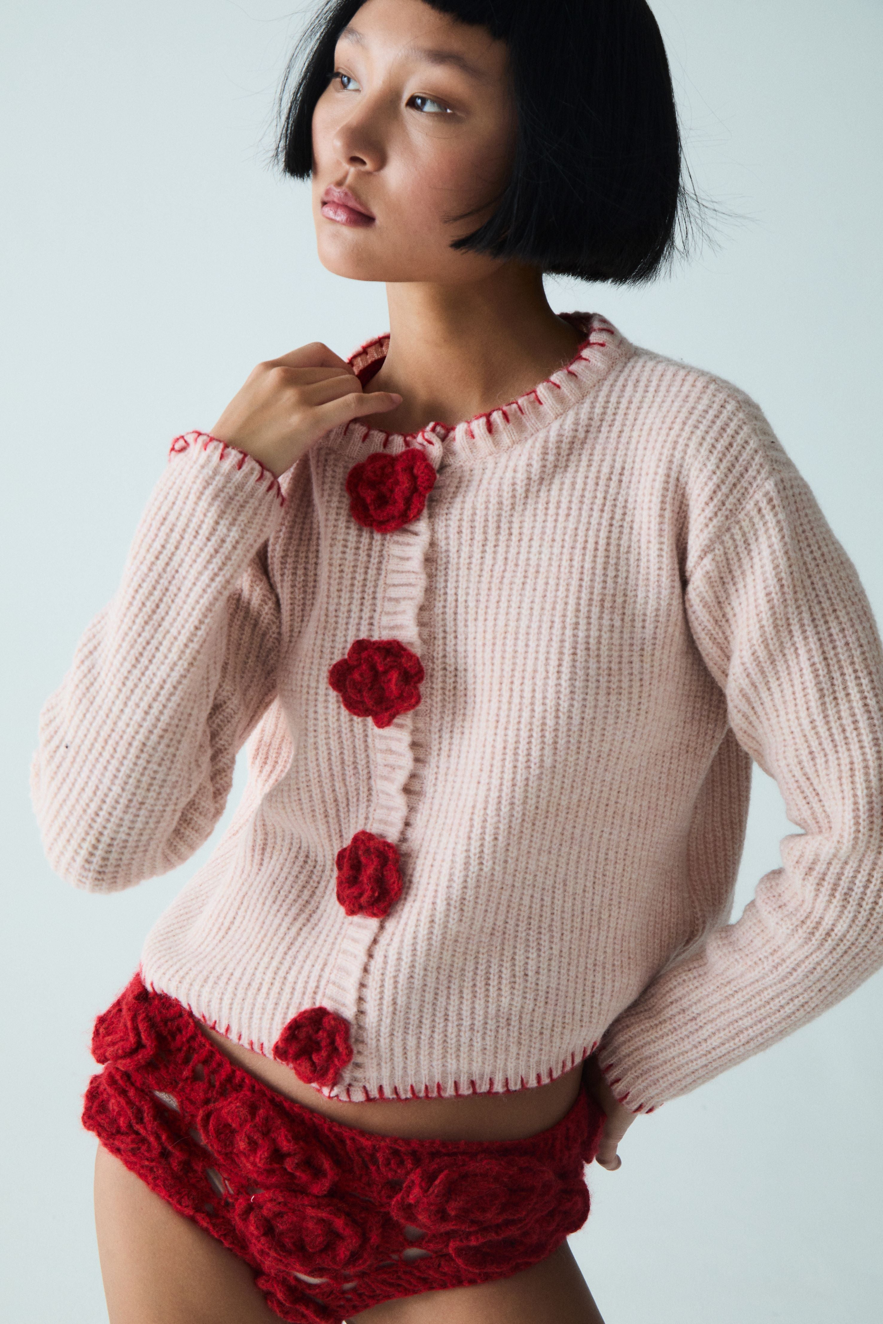 Mei Alpaca Hand-Knit and Crochet Cardigan