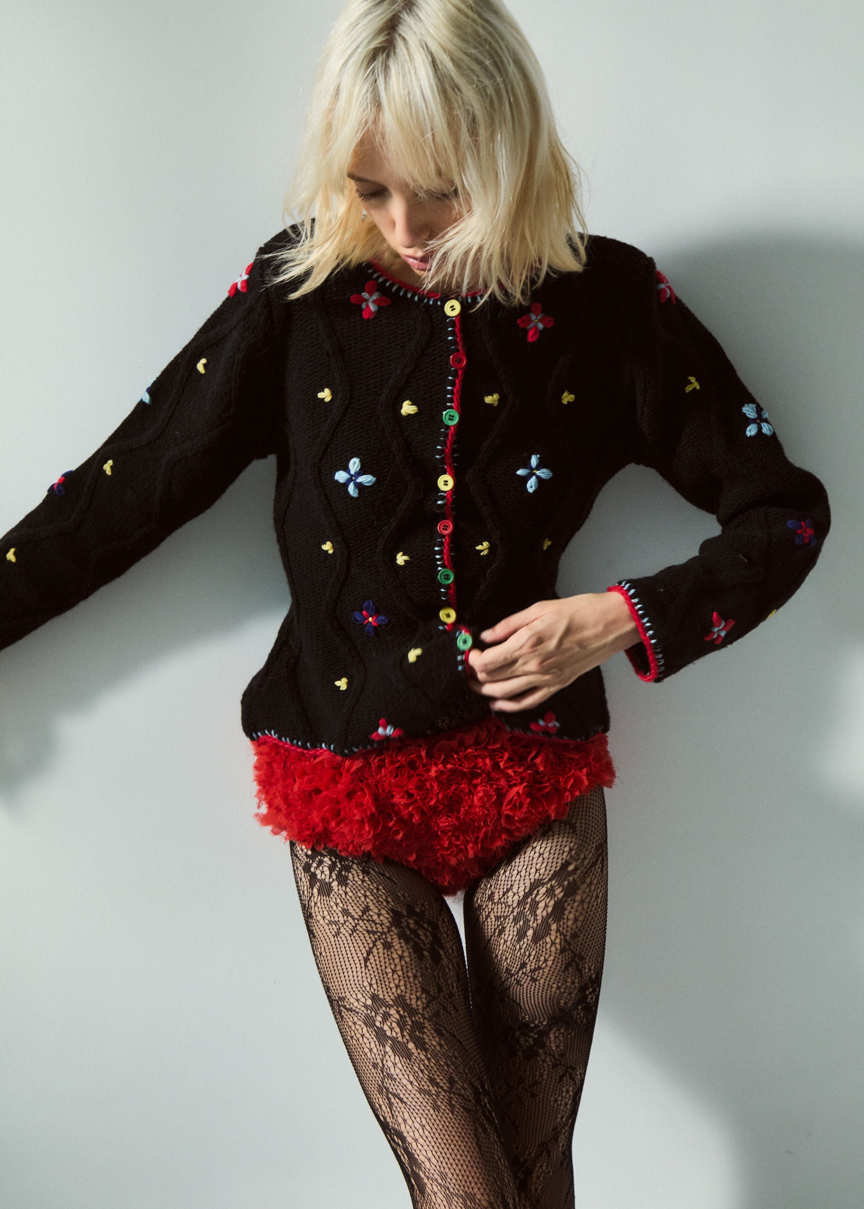 Pirouette Merino Hand-Embroidered Cardigan
