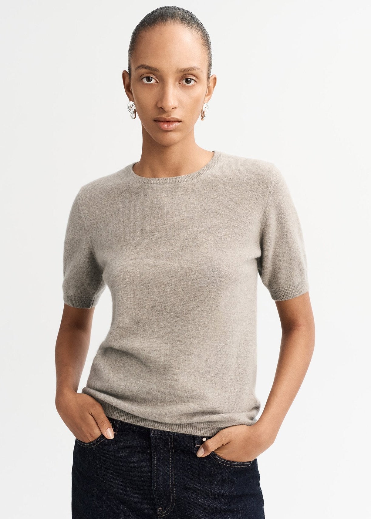 Short Sleeved Cashmere Crewneck
