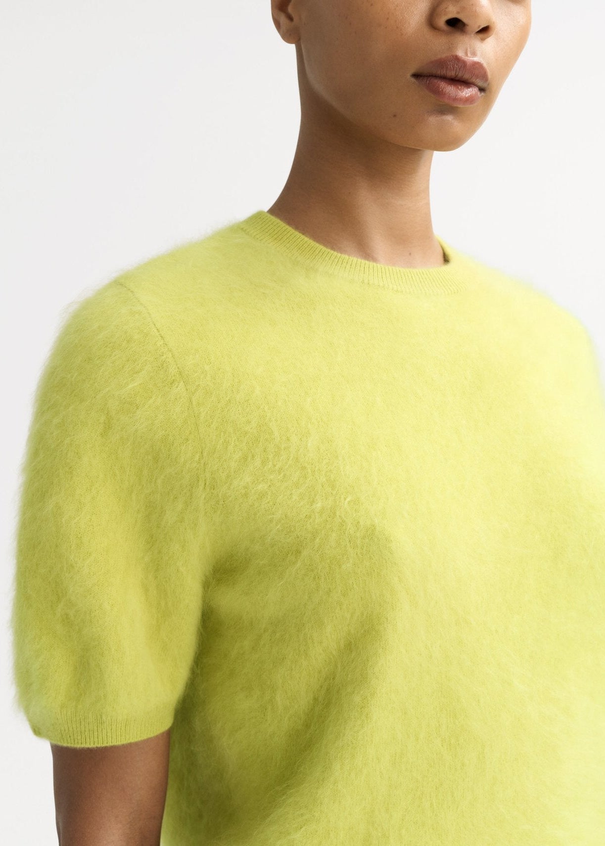 Lime Short Sleeved Brushed Cashmere Sweater
