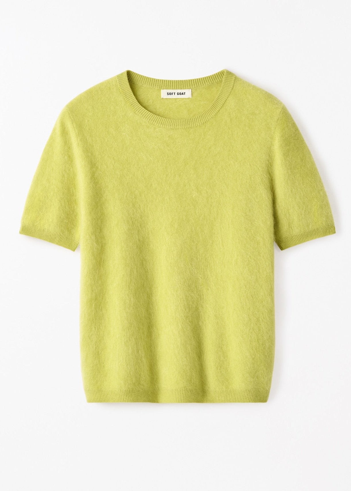 Lime Short Sleeved Brushed Cashmere Sweater