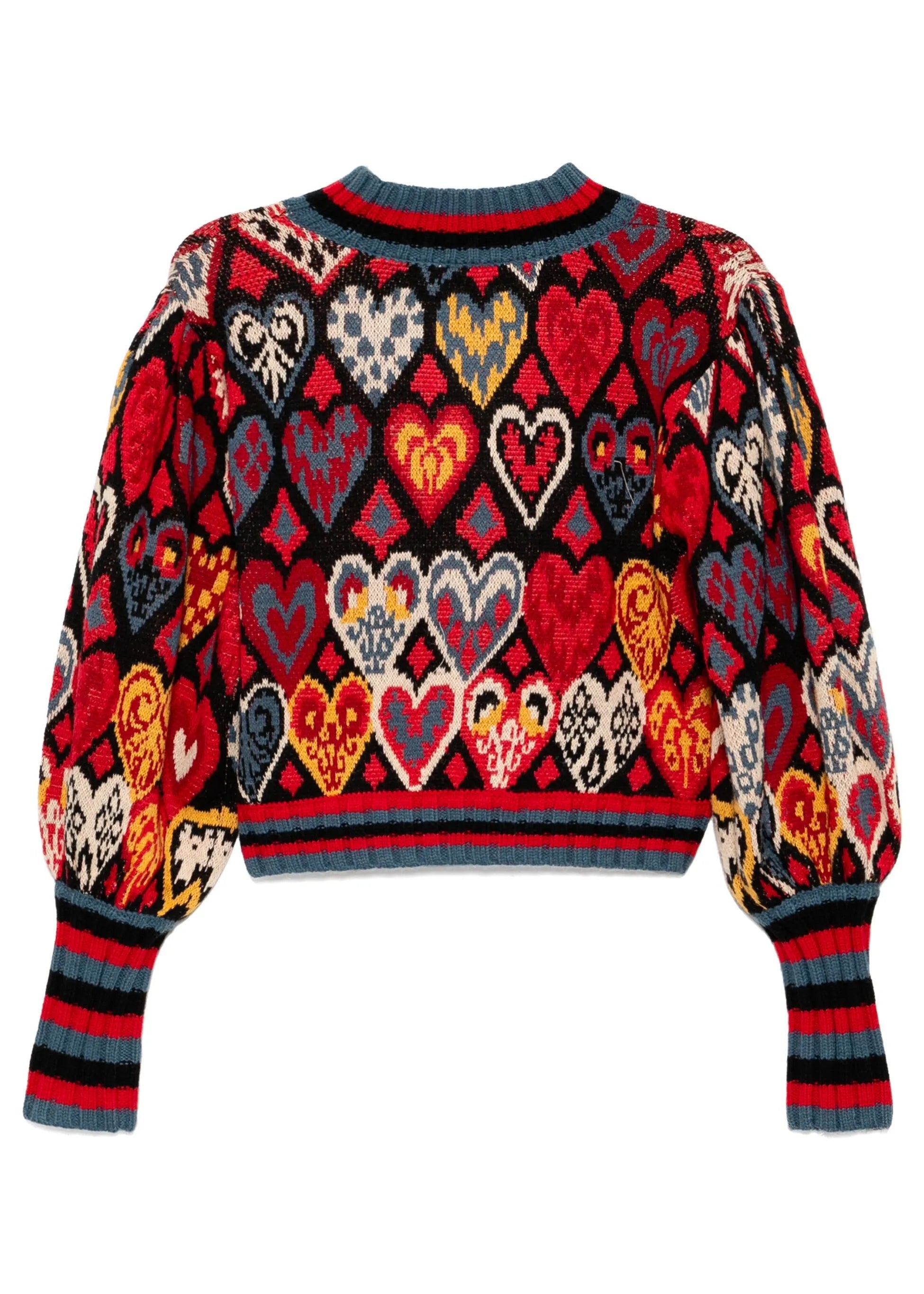 Hearts Ikat Black Knit Sweater