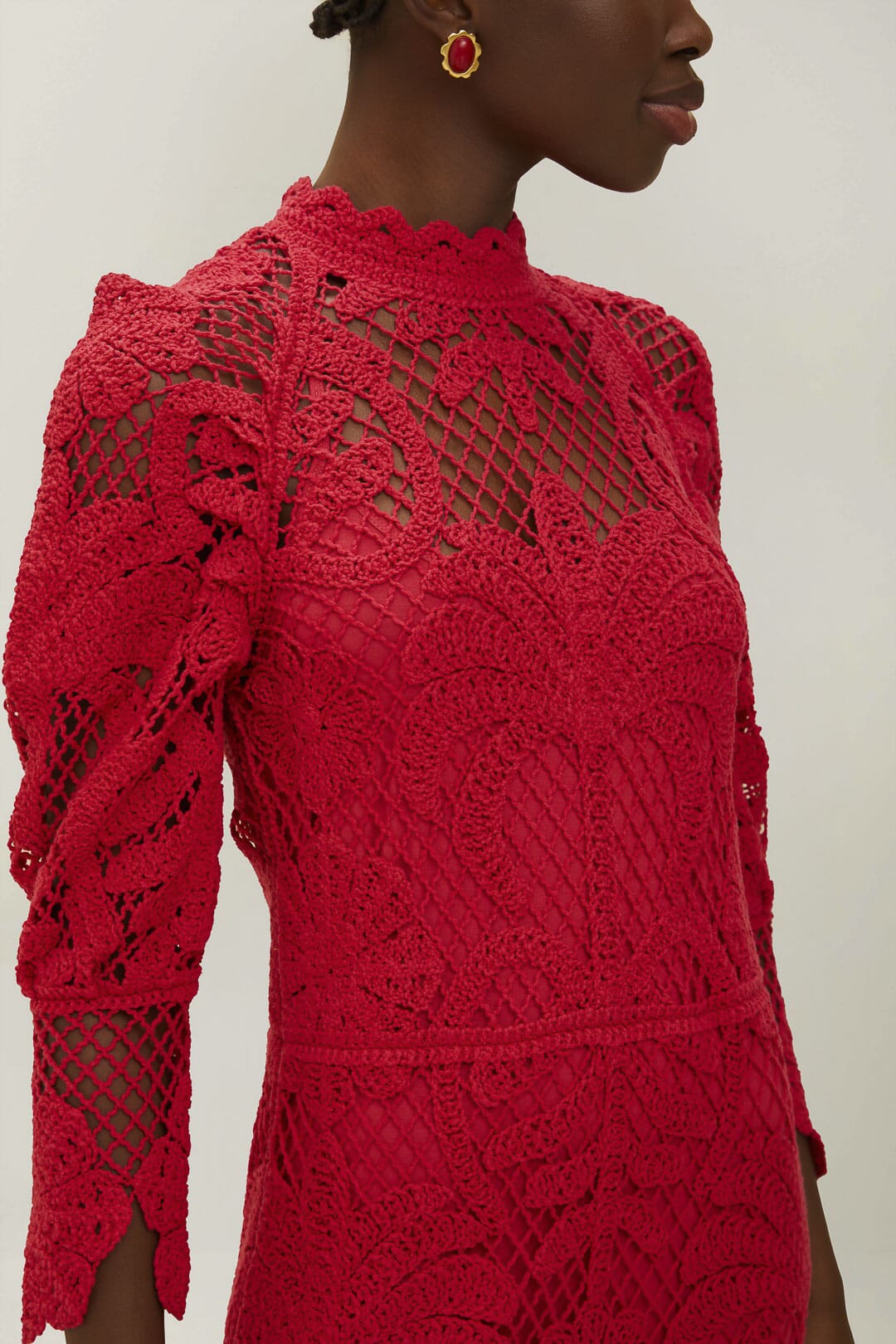 Red Lace Crochet Dress
