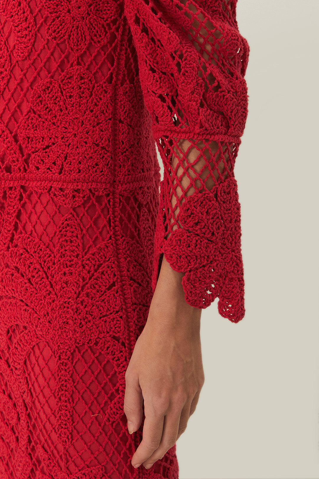 RED LACE KNIT DRESS