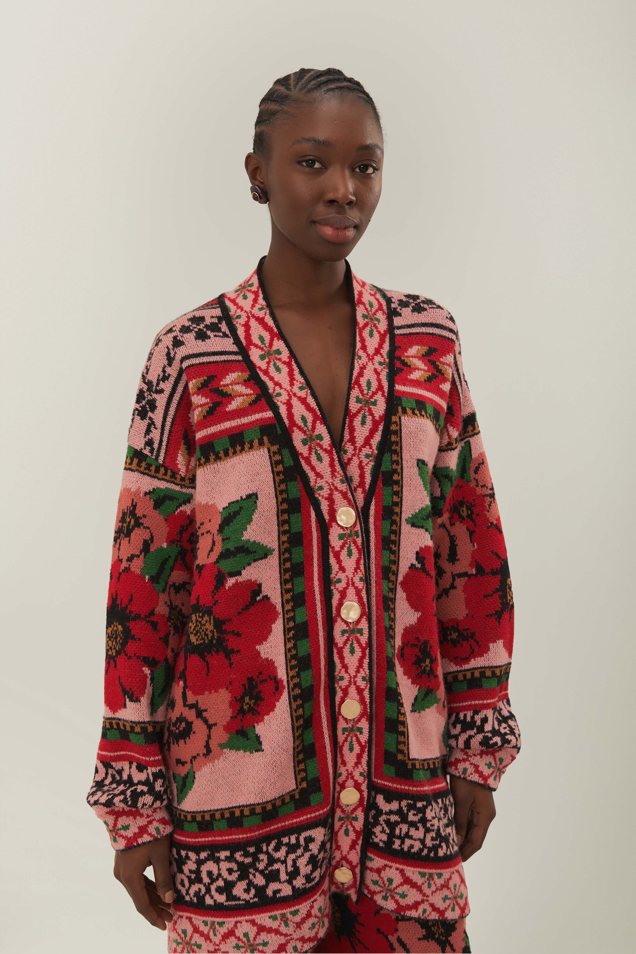 FLOWER TAPESTRY KNIT CARDIGAN