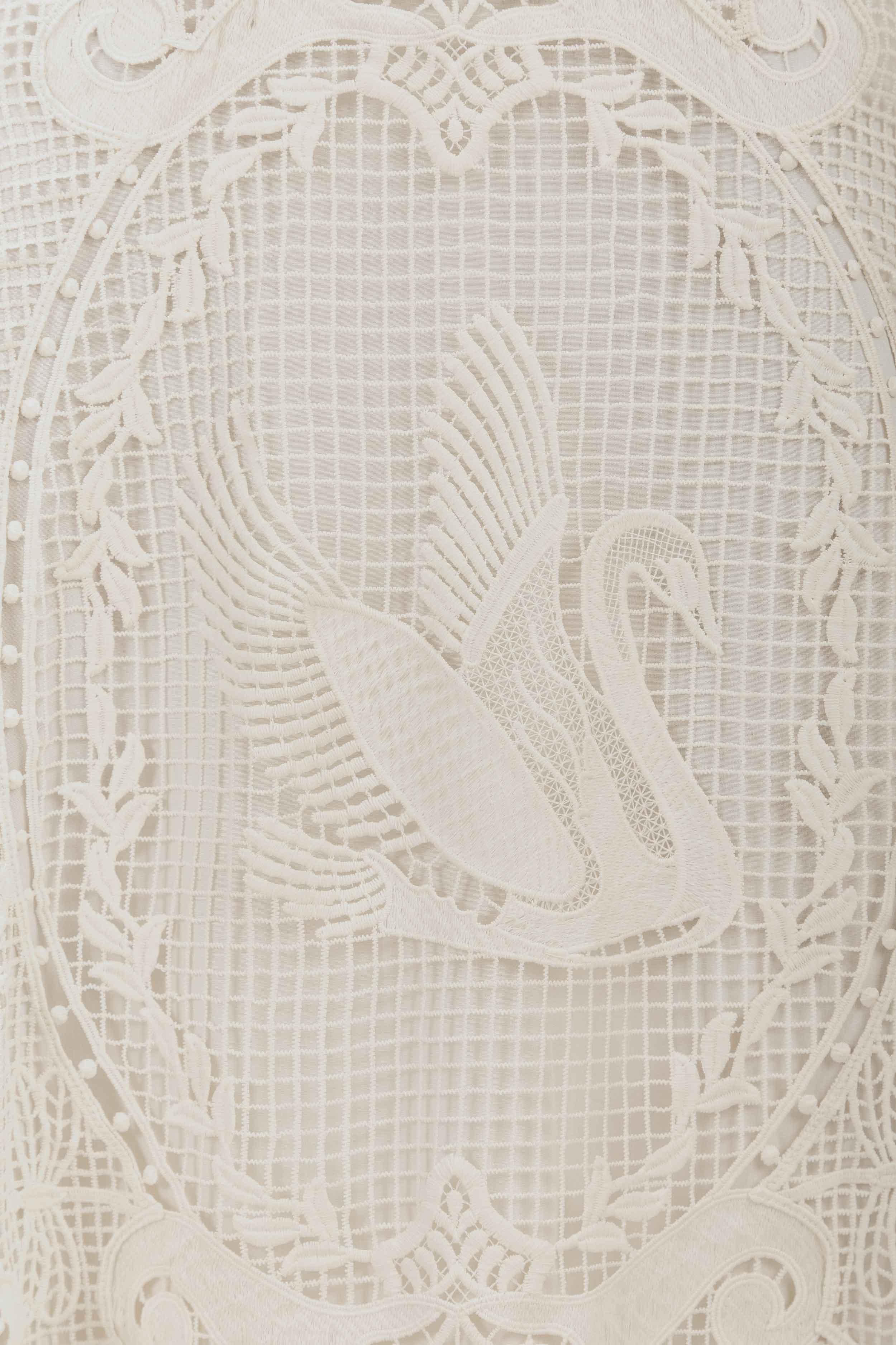 SWAN LAKE GUIPURE OFF-WHITEMIDI SKIRT