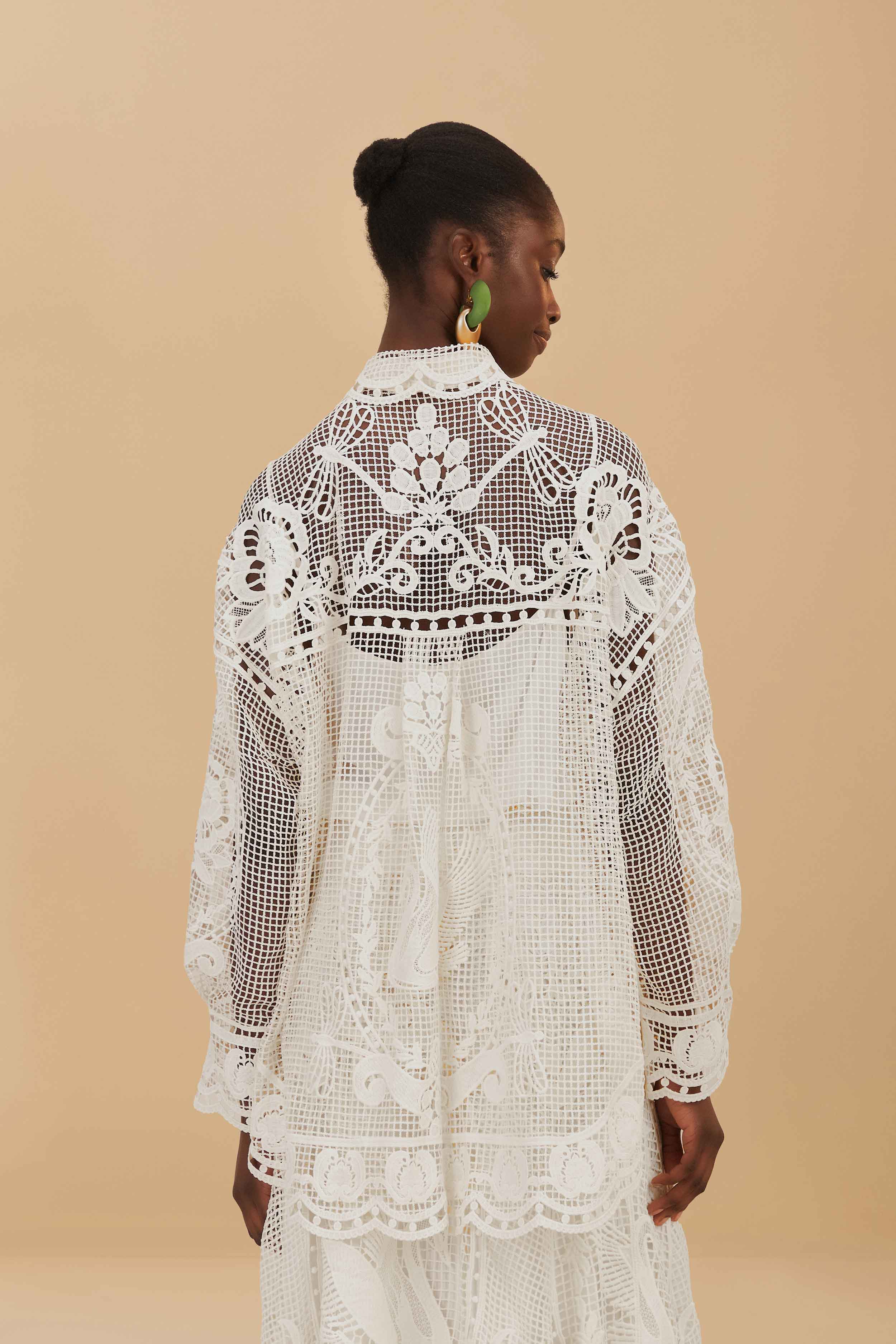 SWAN LAKE GUIPURE OFF-WHITE SHIRT