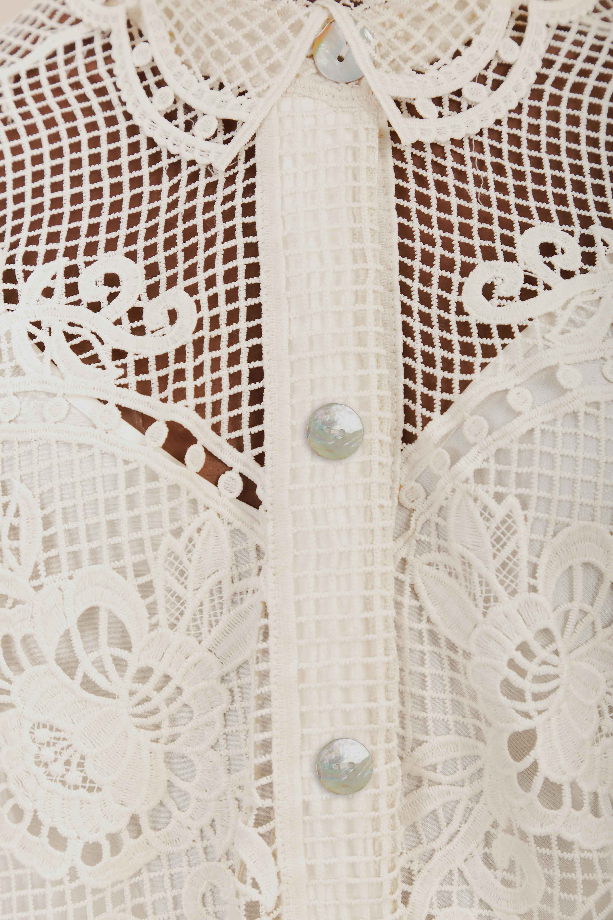 SWAN LAKE GUIPURE OFF-WHITE SHIRT