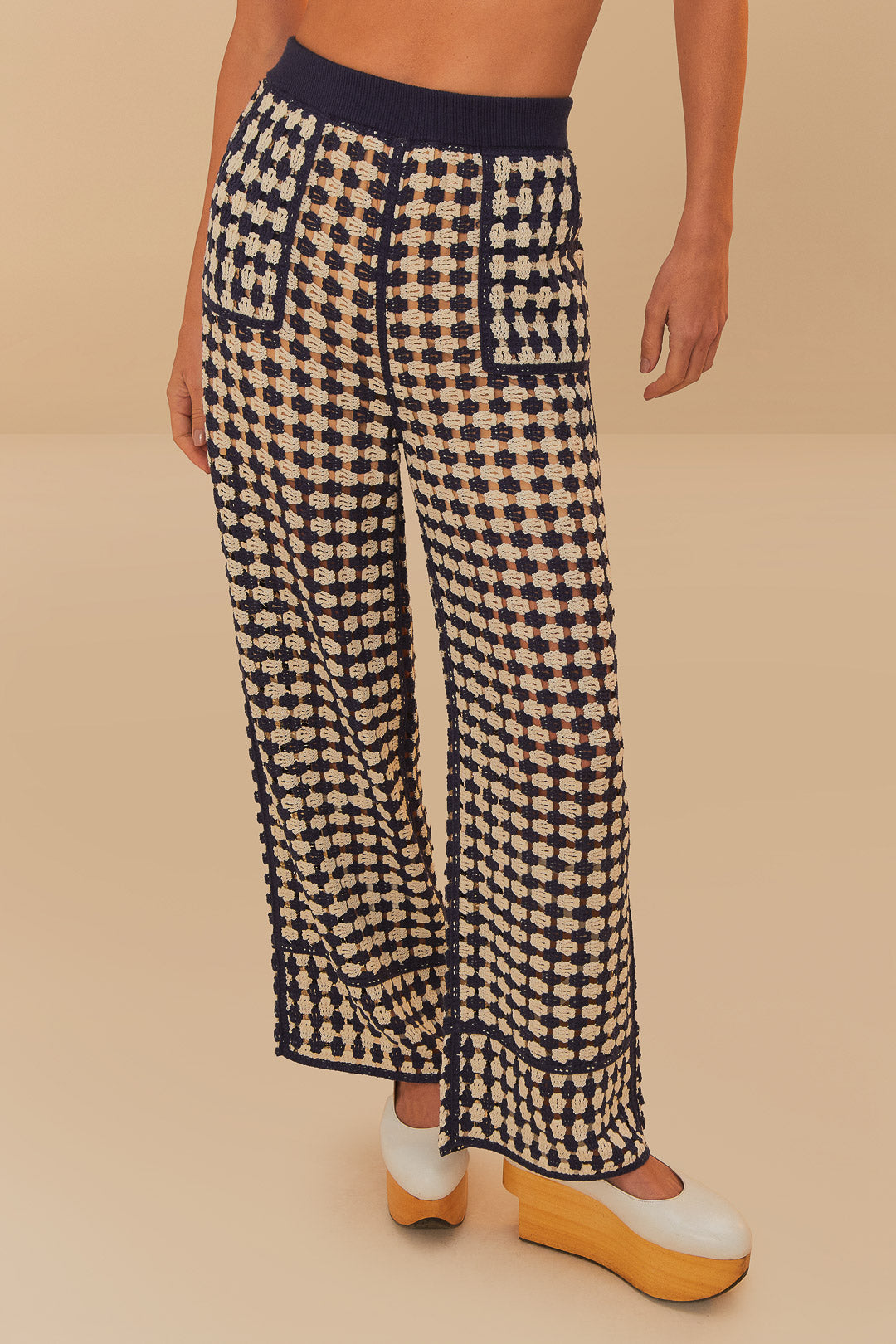 Blue & White Crochet Pants