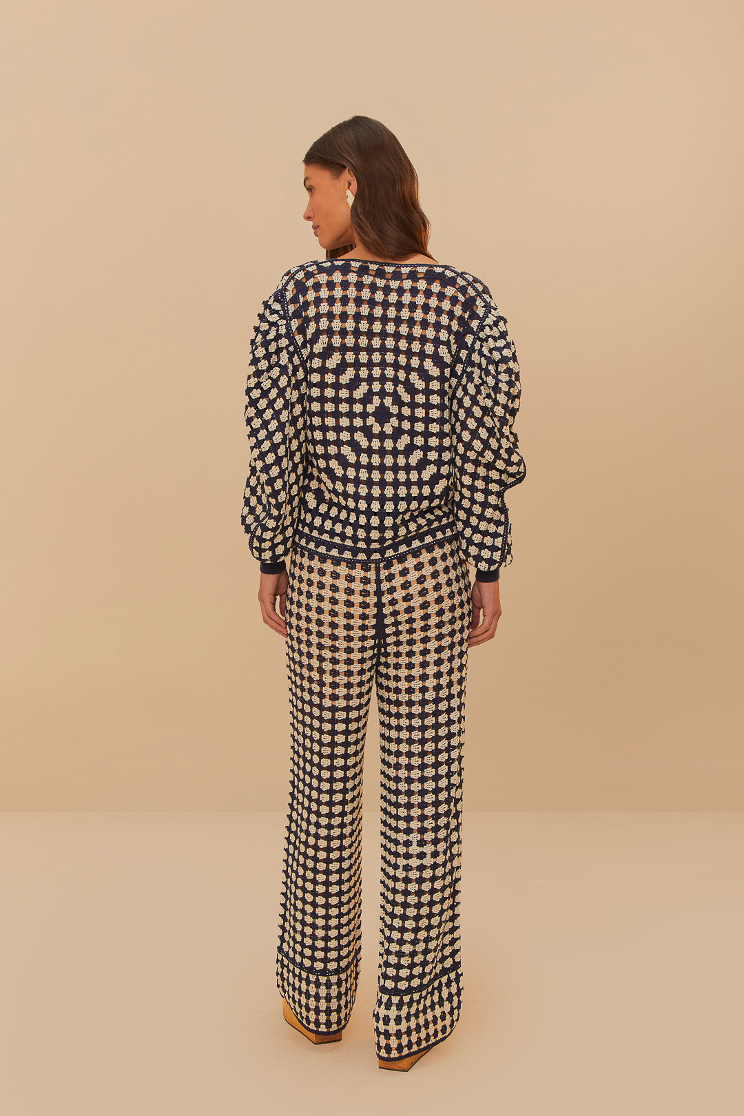 Blue & White Crochet Pants