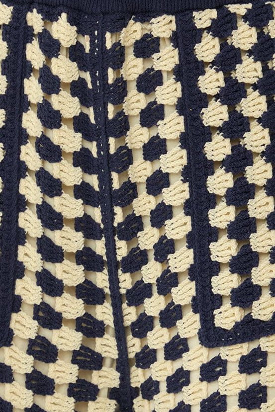 Blue & White Crochet Pants