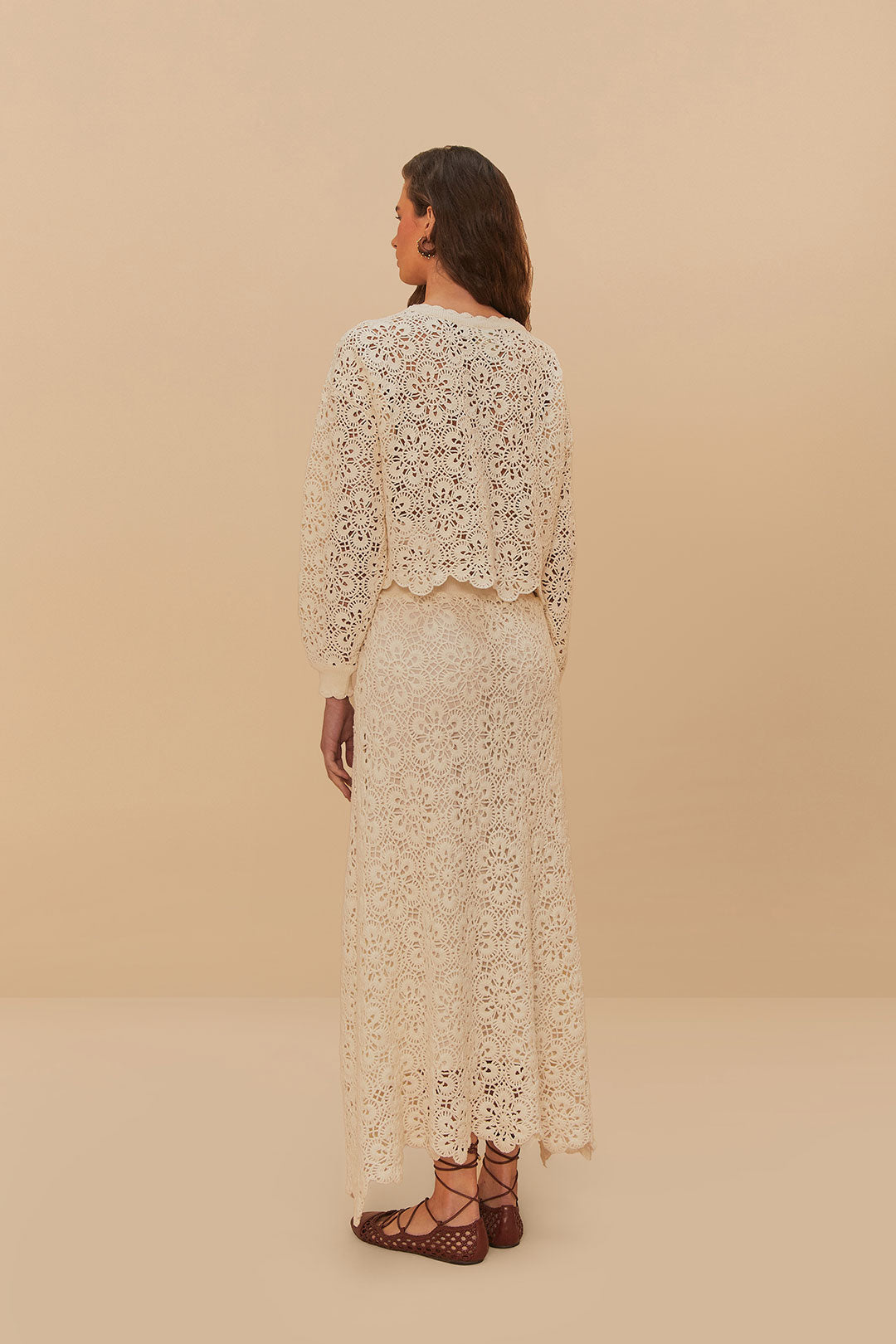 Off-White Flower Crochet Skirt