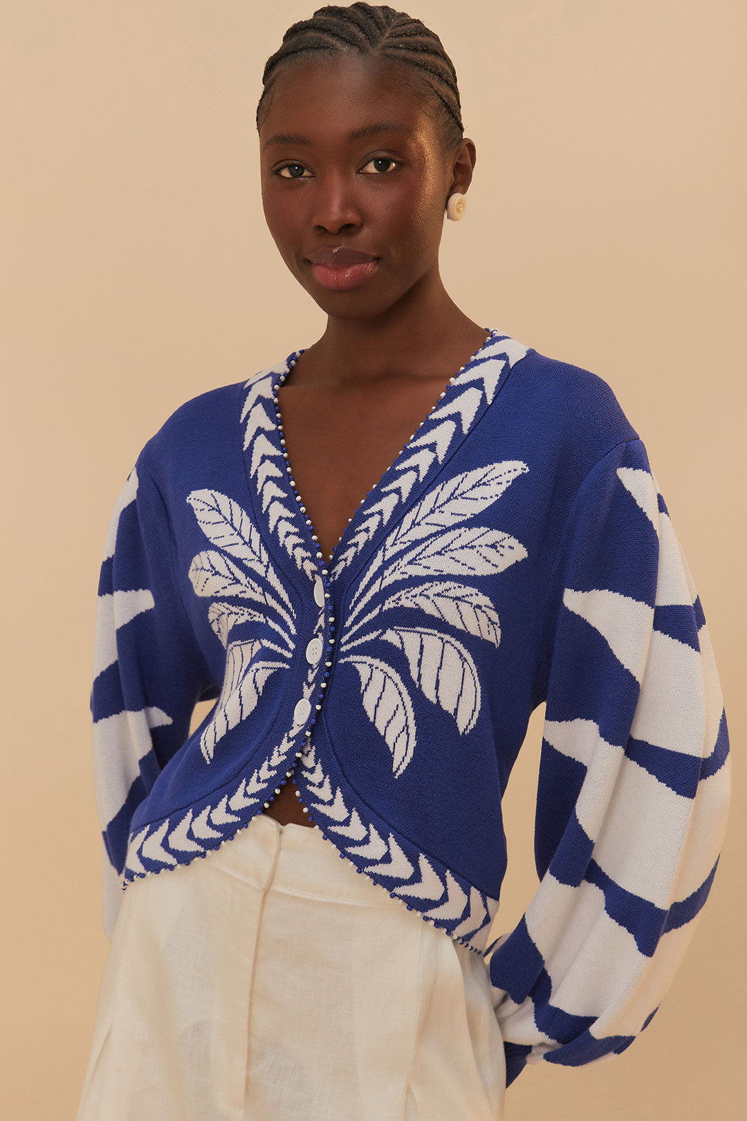 Blue Palms Graphic Knit Cardigan