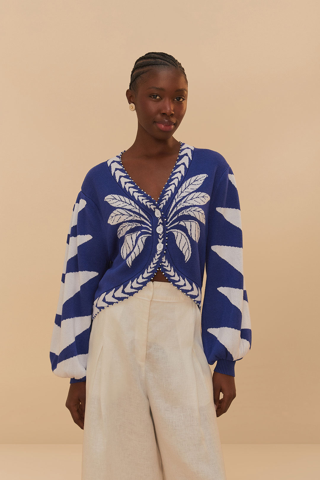 Blue Palms Graphic Knit Cardigan