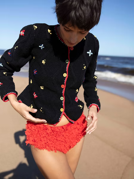 Pirouette Merino Hand-Embroidered Cardigan