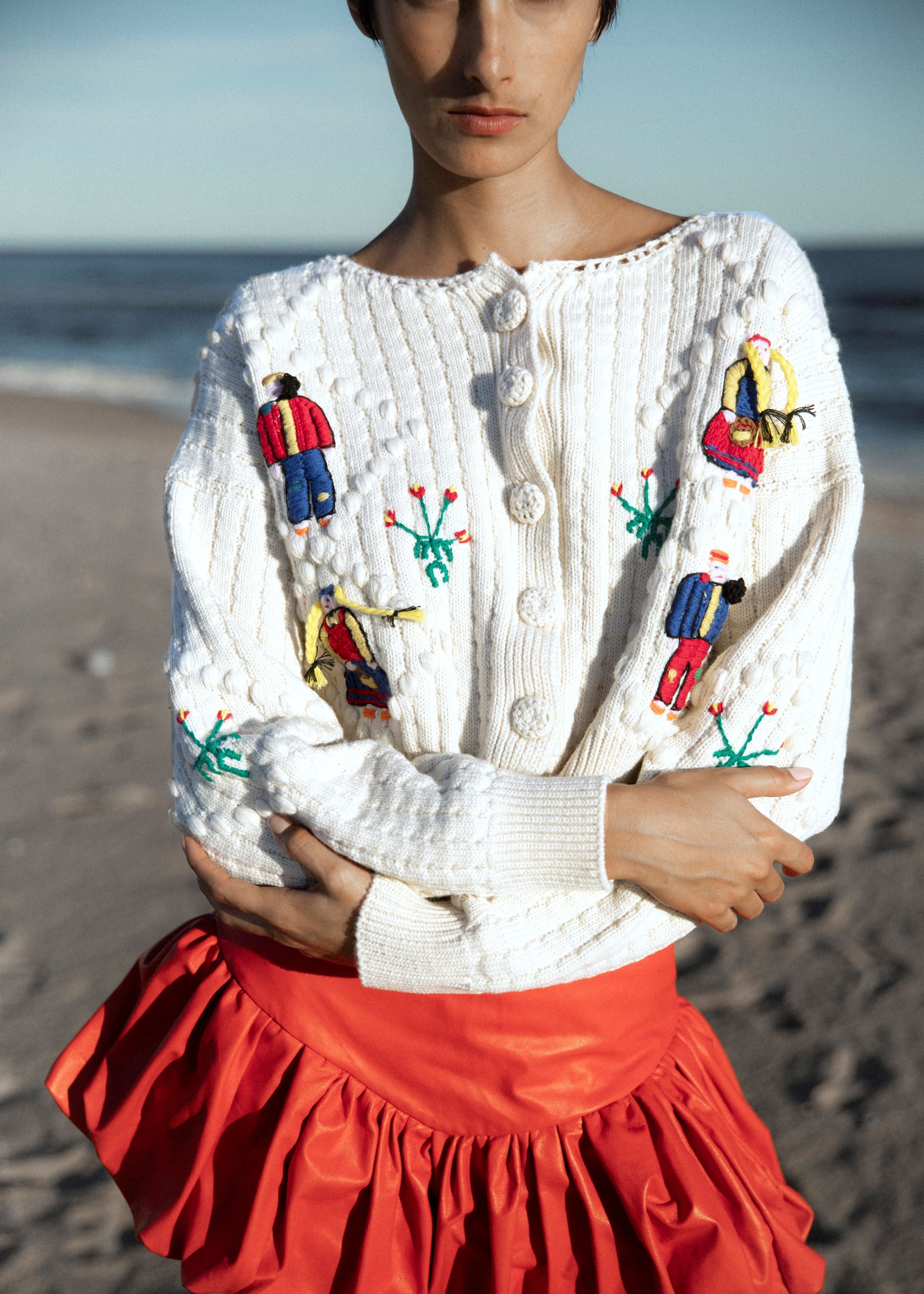 Halima Merino Hand-Embroidered Cardigan