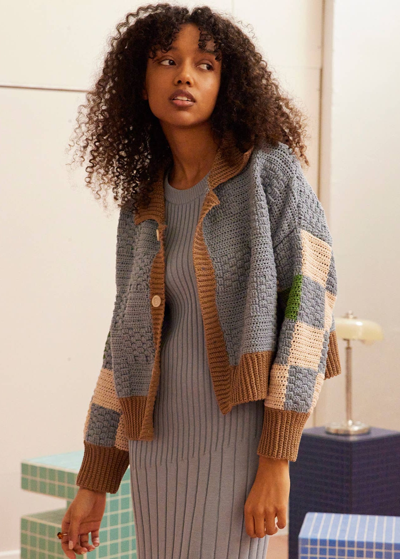 Fantasy Blue Hand-Knit Prietema Jacket
