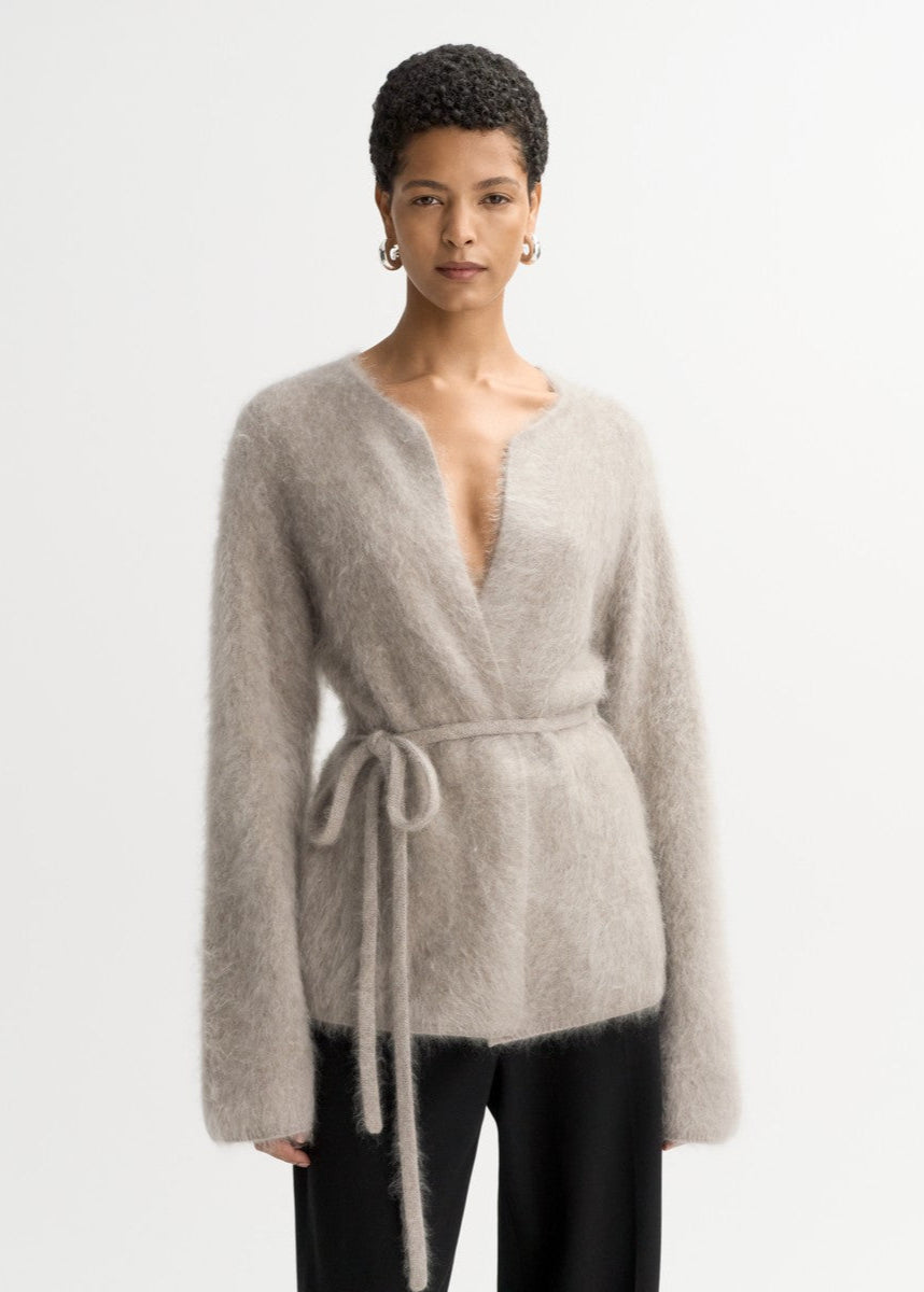 Greige Brushed Cashmere Cardigan