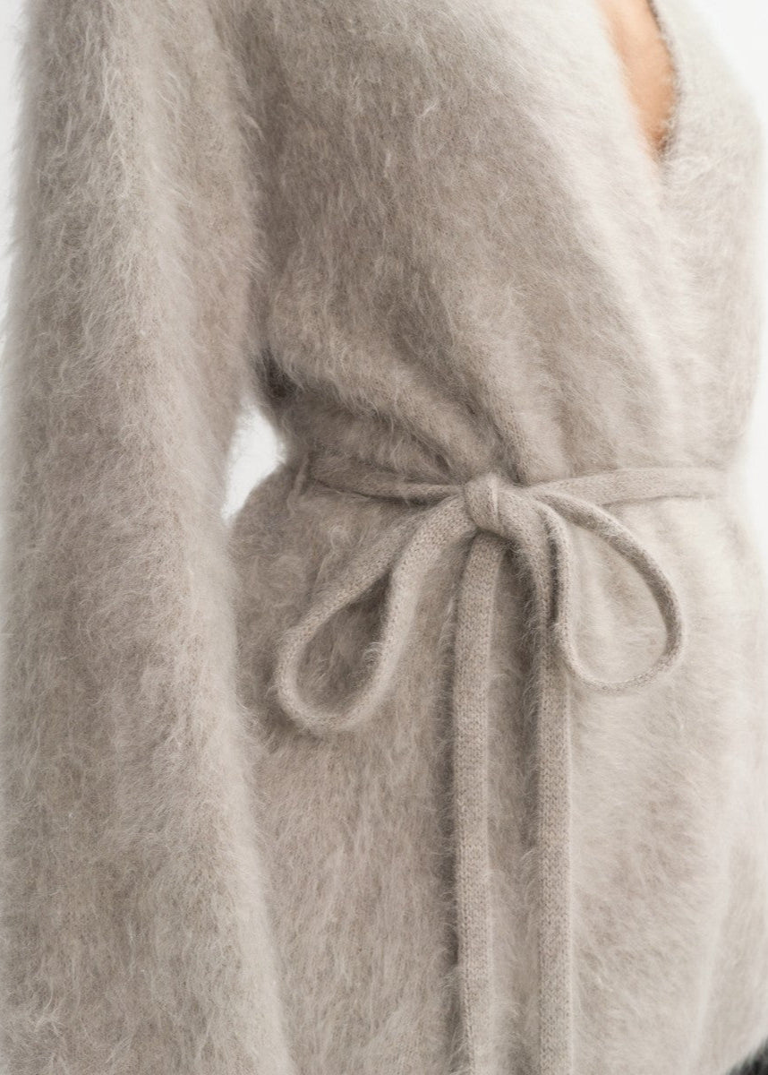Greige Brushed Cashmere Cardigan