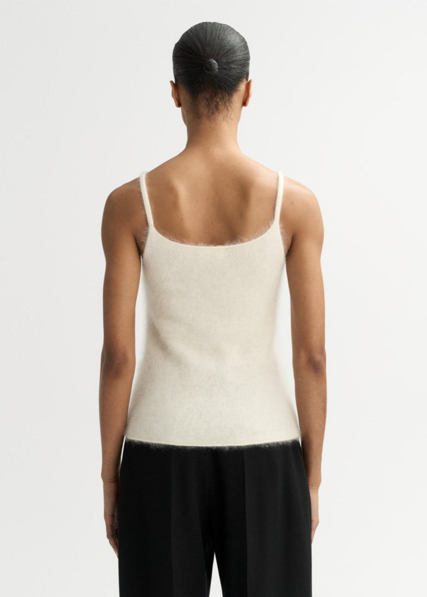 Feather White Brushed Cashmere Singlet