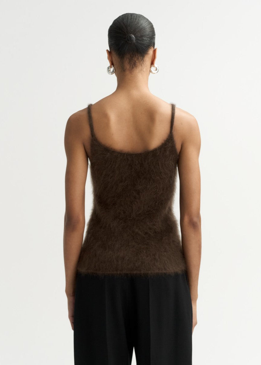 Mocha Brushed Cashmere Singlet