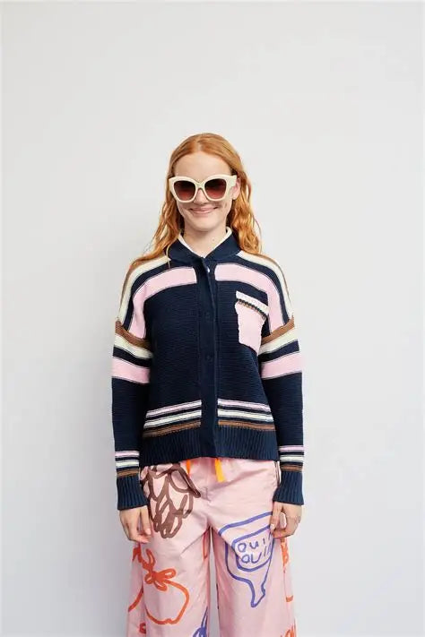 Dr Bloom Blue Jersey Tennis Cardigan