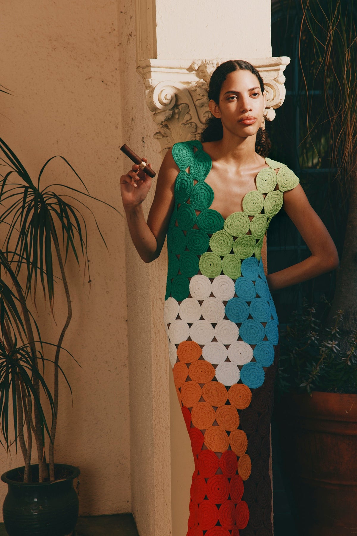 simon miller crochet dress SIMONMILLER Muro Dress-Hand-Knit Multicoloured Midi COLOR:Guava Revolve Sultry Black Lace size S Self SPRING BLUE WEDDING GUEST DRESS