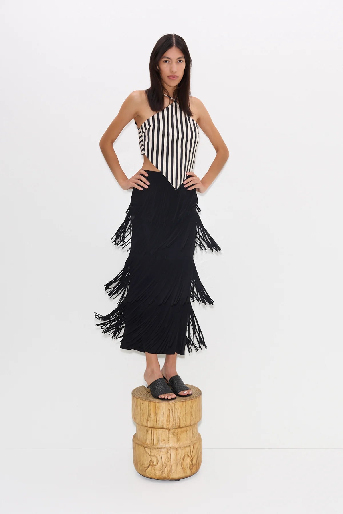 Za Za Black Knit Fringe Skirt
