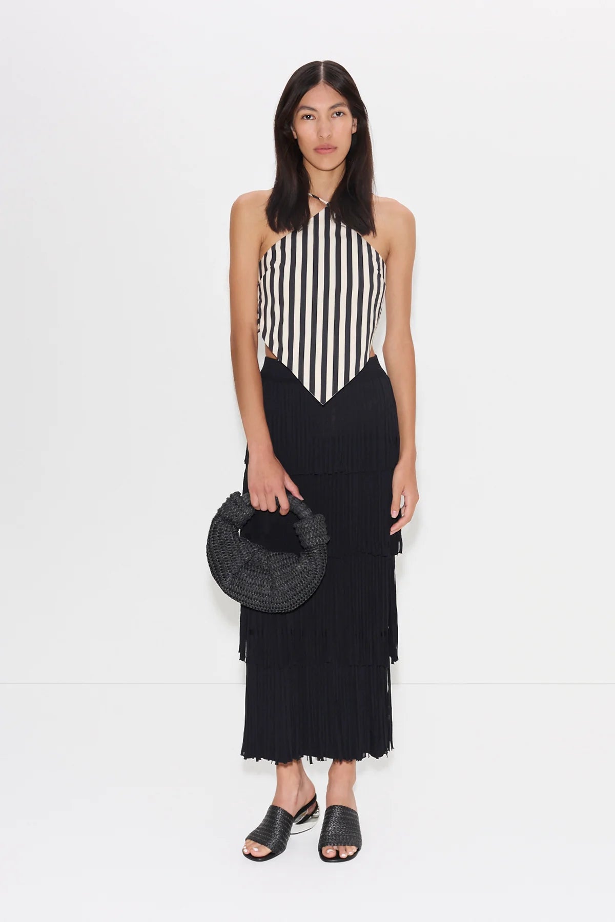 Za Za Black Knit Fringe Skirt