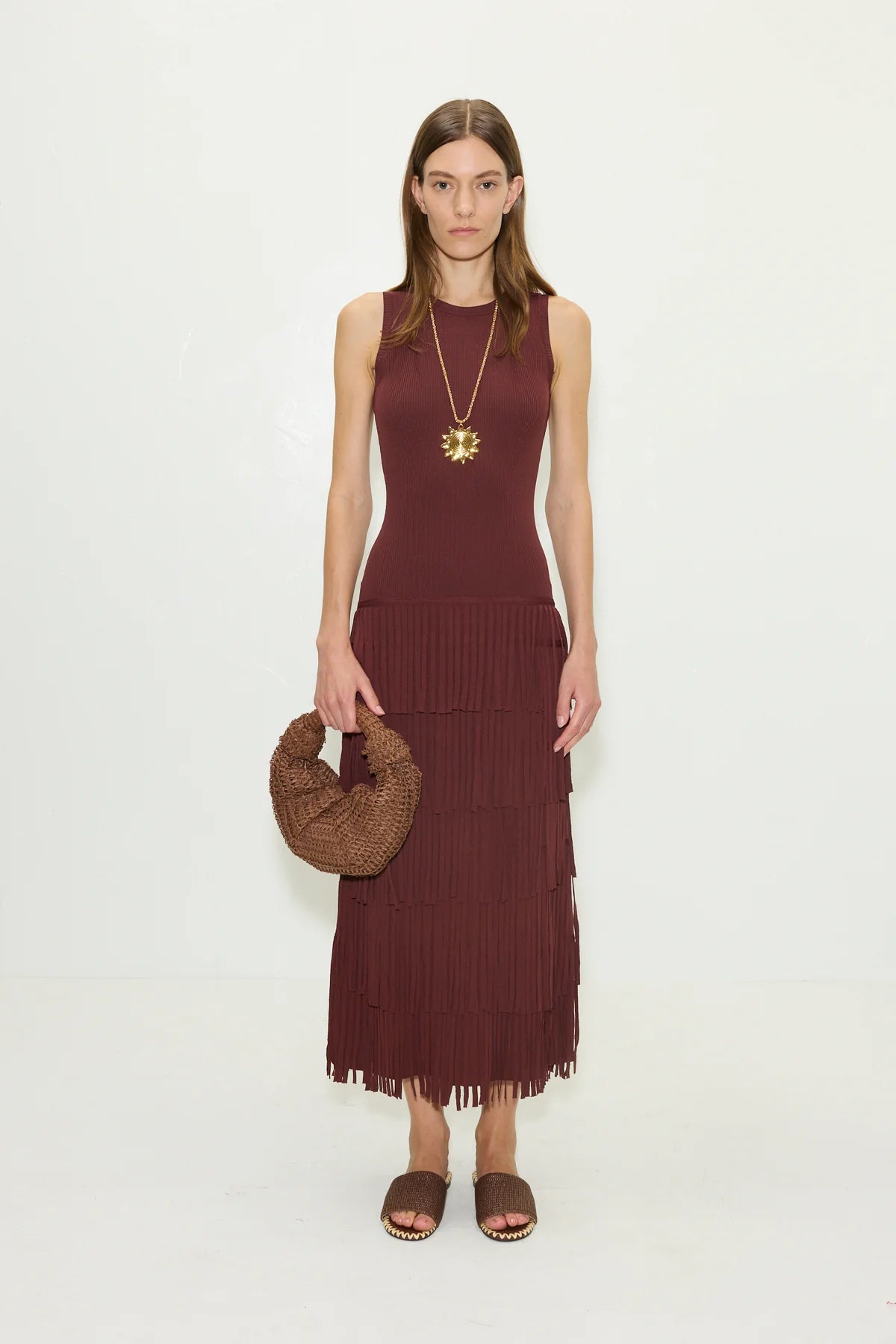 Za Za Sleeveless Knit Fringe Dress