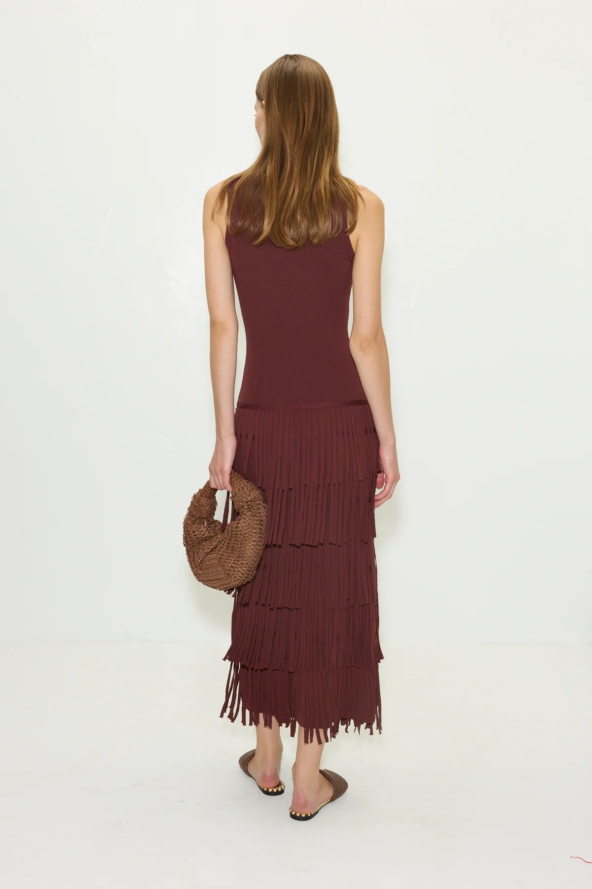 Za Za Sleeveless Knit Fringe Dress