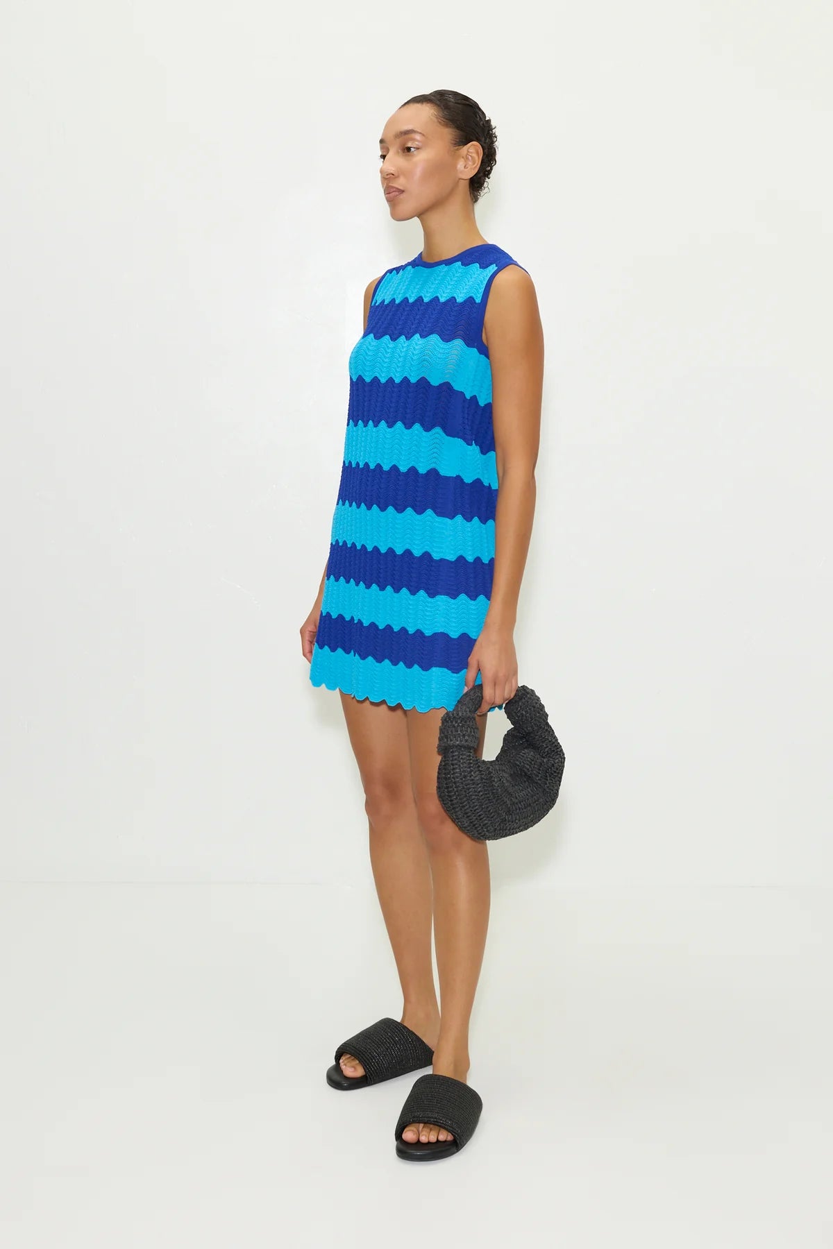 Moji Blue Wave Knit Mini Dress